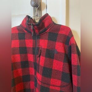 The North Face Fleece 1/4 Zip Red Buffalo Plaid Men’s Large GREAT CONDITION